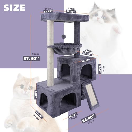 37.4" Green Cat Tree Tower with Condos G719