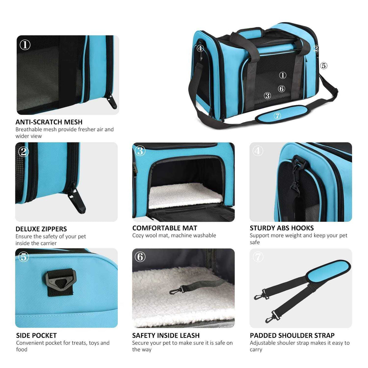 Cat Dog Pet Carrier for Small Medium Cats up to 15 Lbs U954389