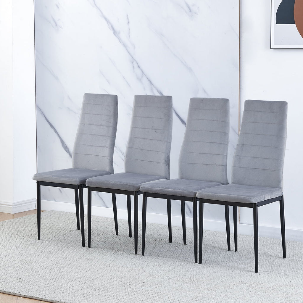 Set of 4 Gray Velvet Upholstered Dining Chairs E7283