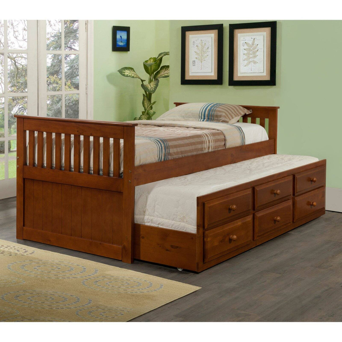 Twin Espresso Trundle Bed T8958