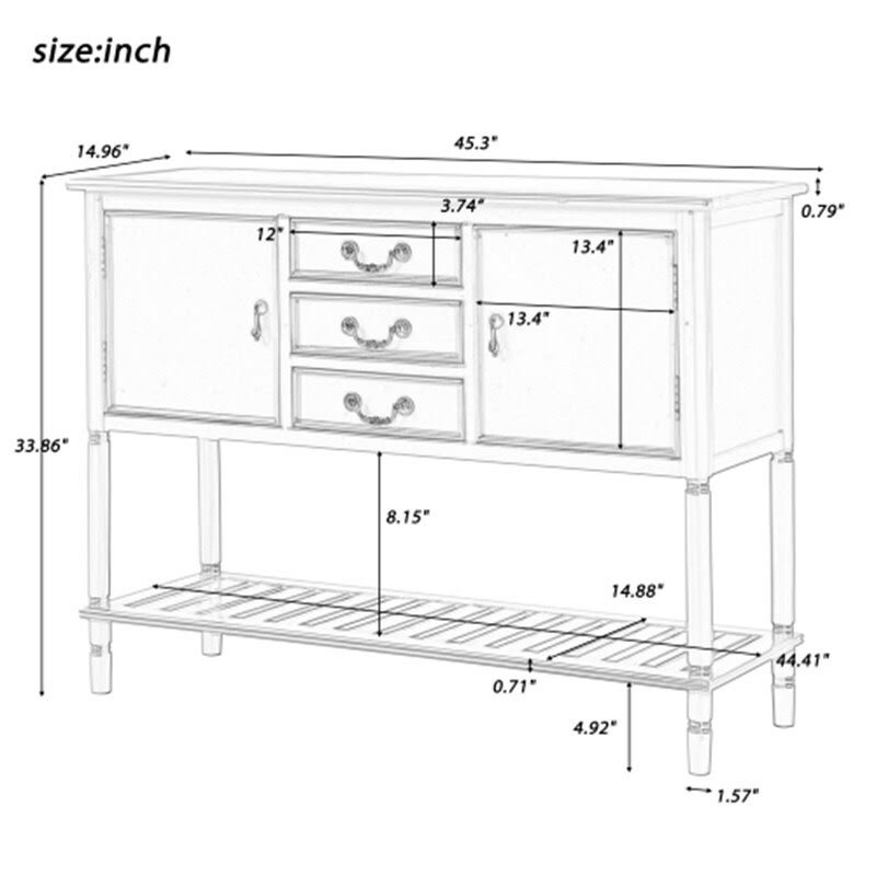 Blue Console Table with 3 Drawers G425