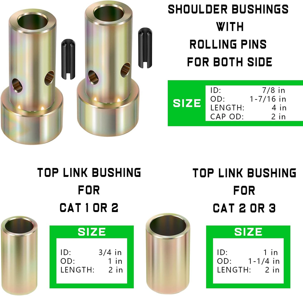 4 Pairs Cat 1 Quick Hitch Adapter Bushing Kit Z510