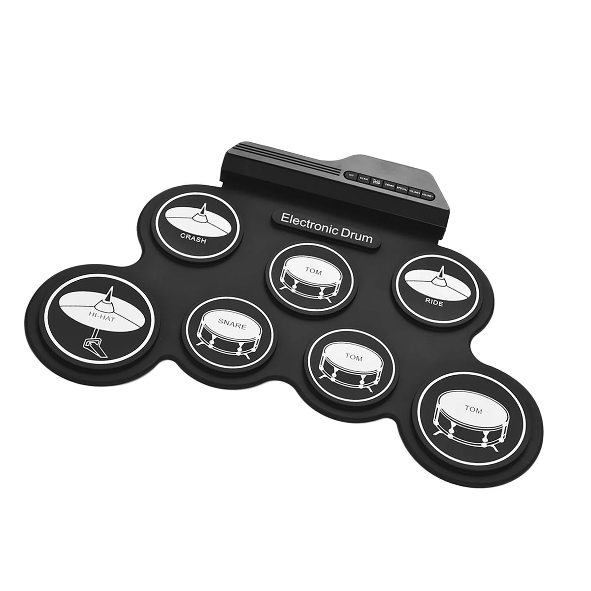 Compact USB Silicon Drum Set with 7 Drum Pads Drumsticks Foot Pedals L116