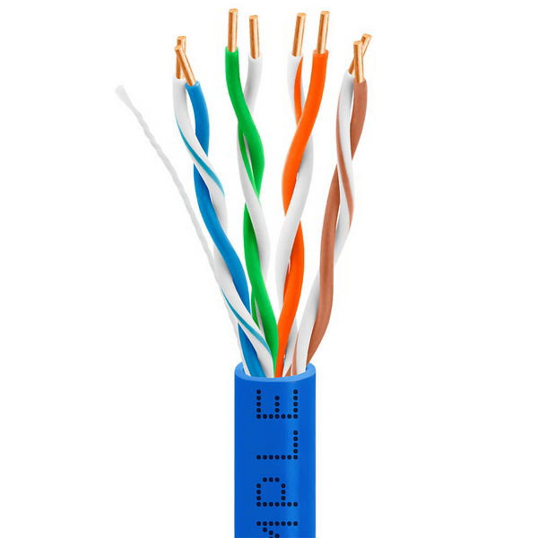 Cat-5e Bulk Cable 350MHz UTP 24AWG Bare Copper 1000ft Blue W1923