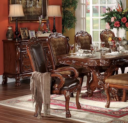 9pc Formal Dining Table Set with 6 Side Chairs and 2 Arm Chairs K970