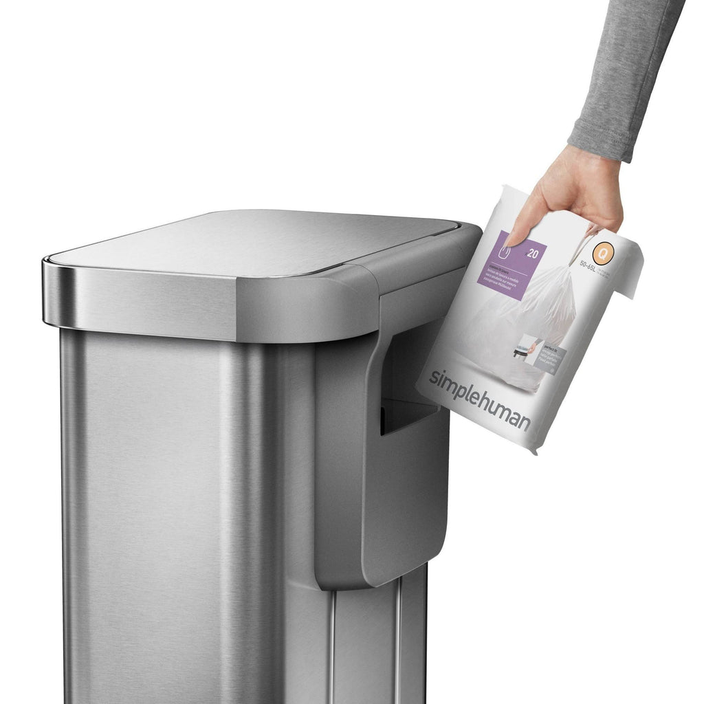 55L Rectangular Step Trash Can Brushed Silver D795