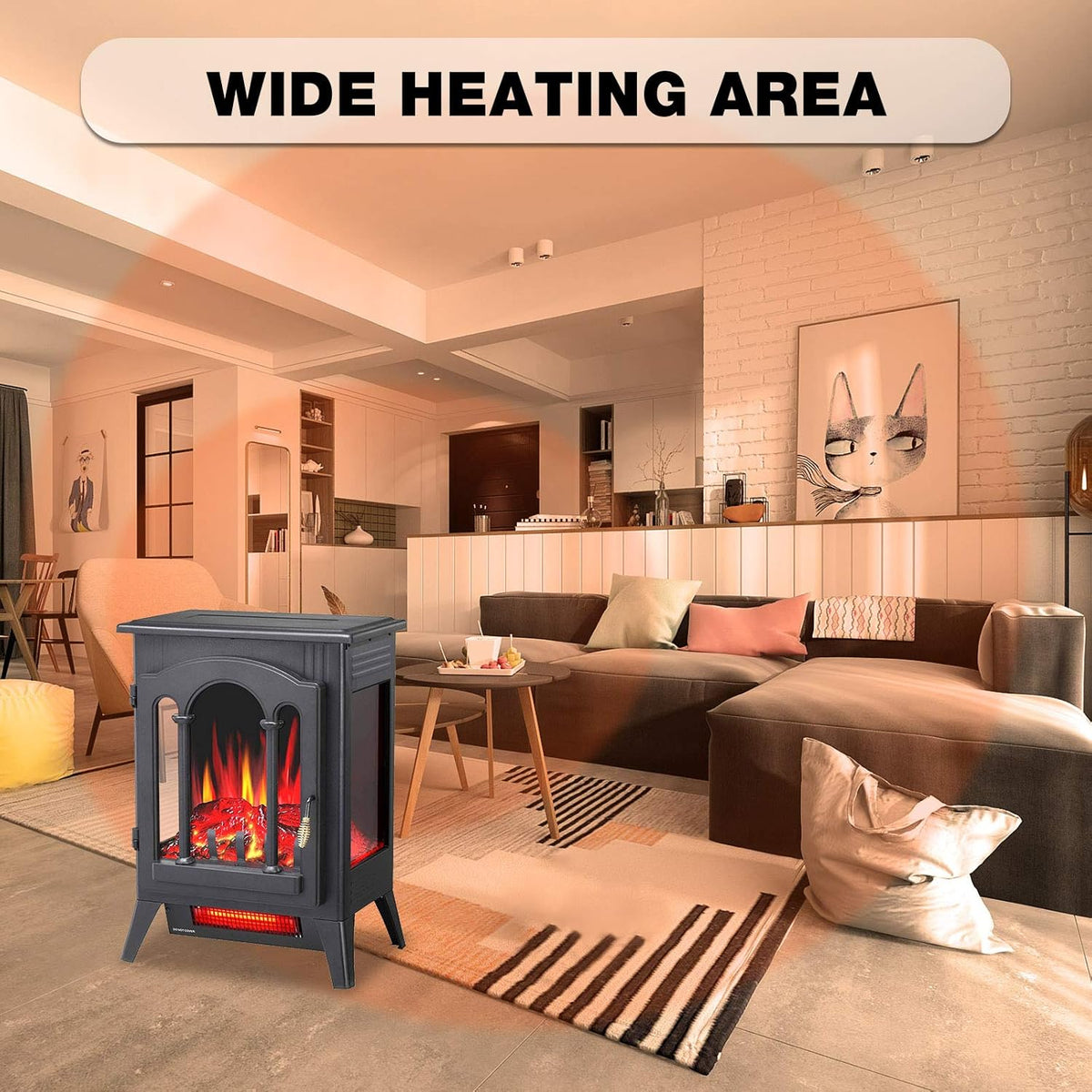 3D Infrared Electric Fireplace Stove, Freestanding Fireplace Heater, 1000W/1500W (16 Inch) N496349