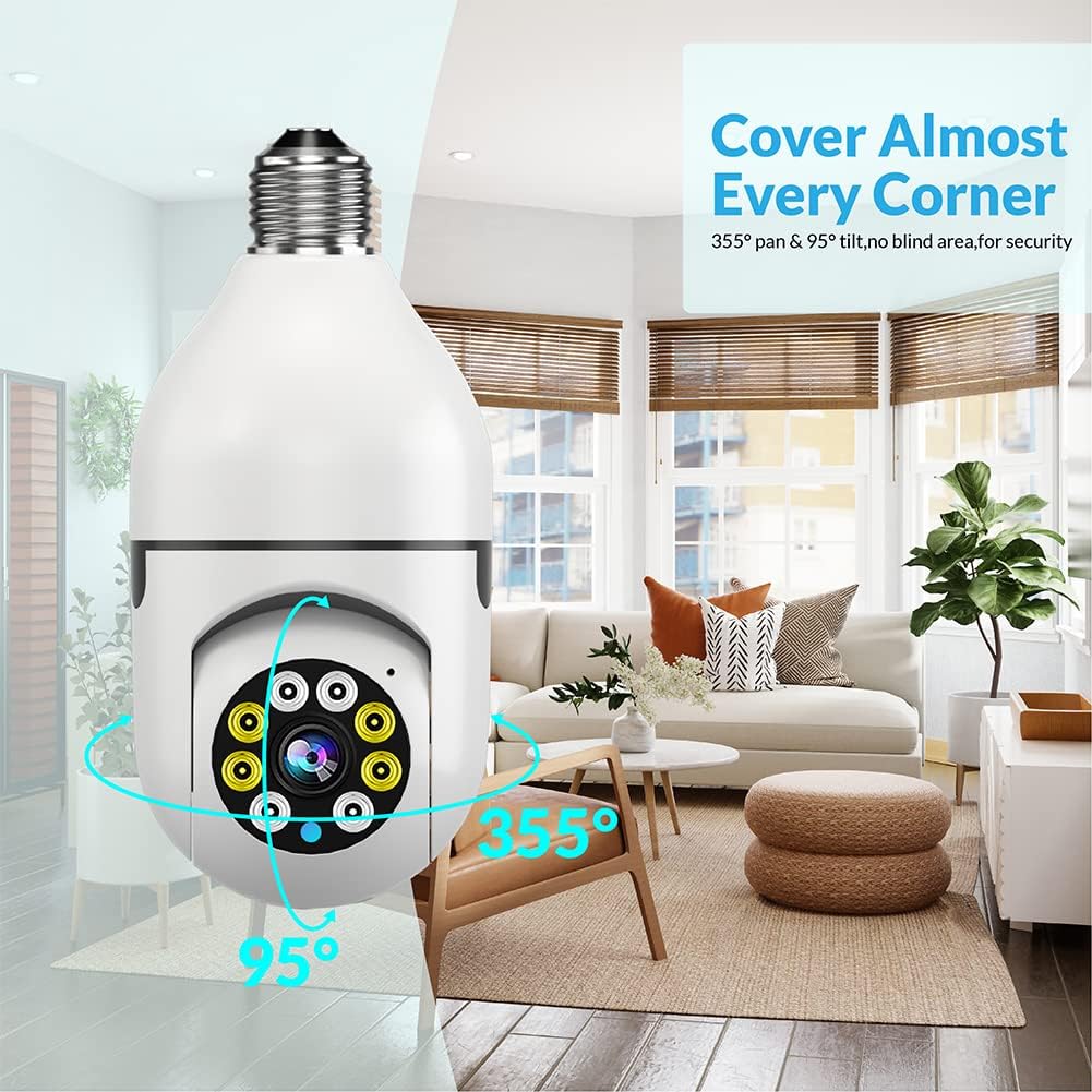 E27 1080P PTZ Smart Security Light Bulb Camera with 2.4GHz 5G WiFi K93423