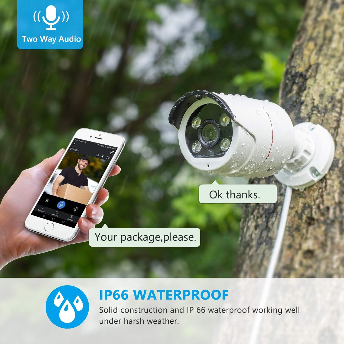5MP PoE Security Camera System, 4pcs Wired Outdoor PoE IP Cameras, 8CH NVR with 2TB Hard Drive, Color Night Vision C9151