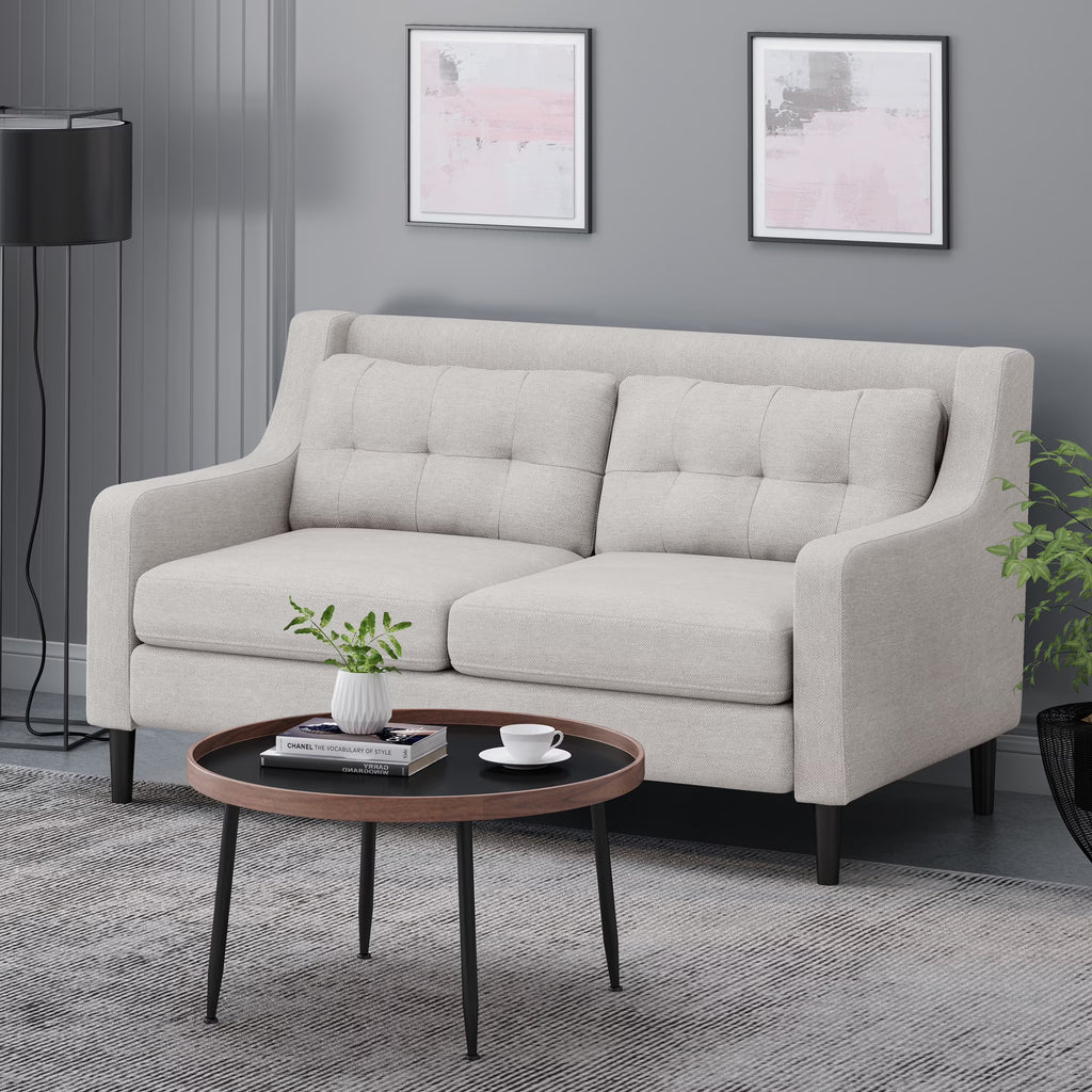 Beige Fabric Upholstered Loveseat Z80094