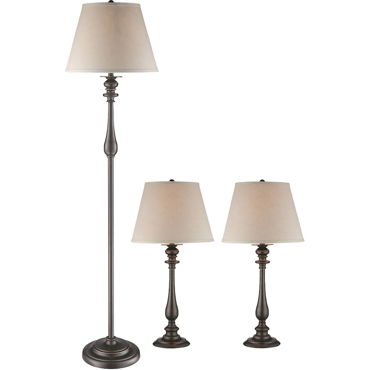 Metal Lamps in Black with Golden Highlight, Set of 3 F21416