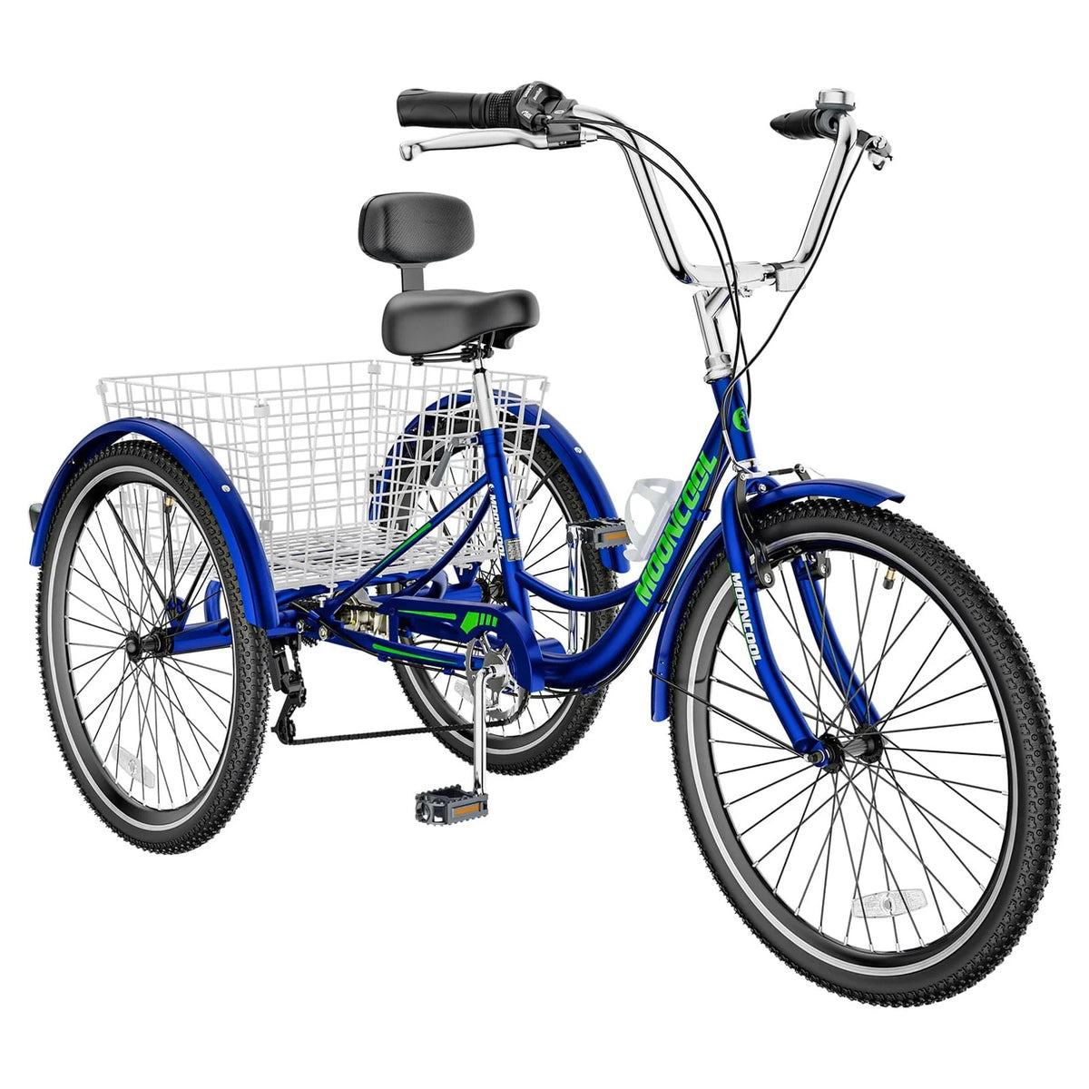 Cyan 26 inch 7-Speed Adult Tricycle with Basket A307