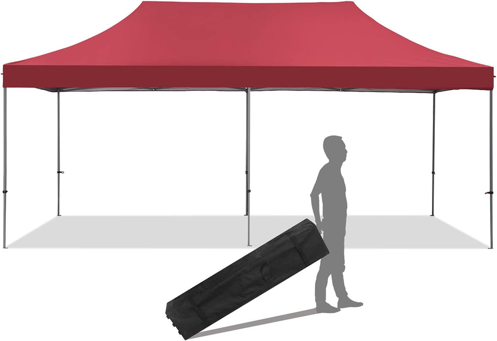 10x20 ft Pop up Canopy Tent with Removable Sidewalls and Wheeled Bag V34853