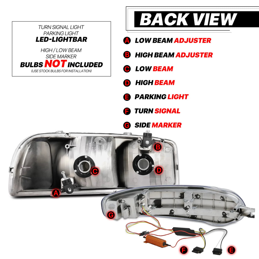 LED Tube DRL Headlights Assembly Y478