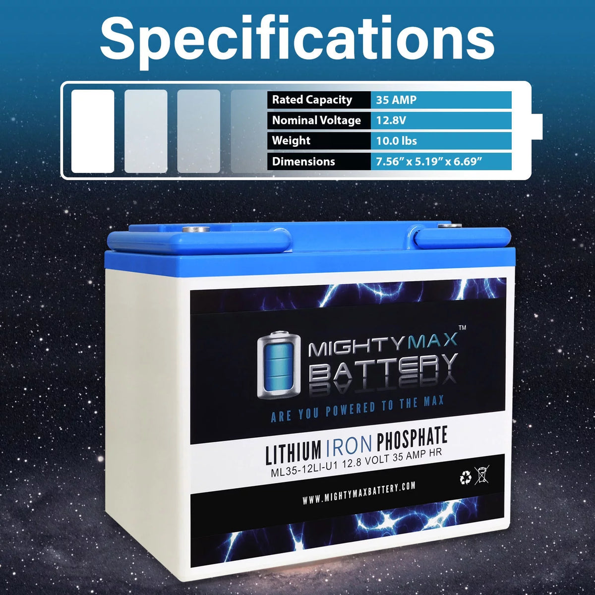 12V 35AH U1 Lithium Replacement Battery Q86397