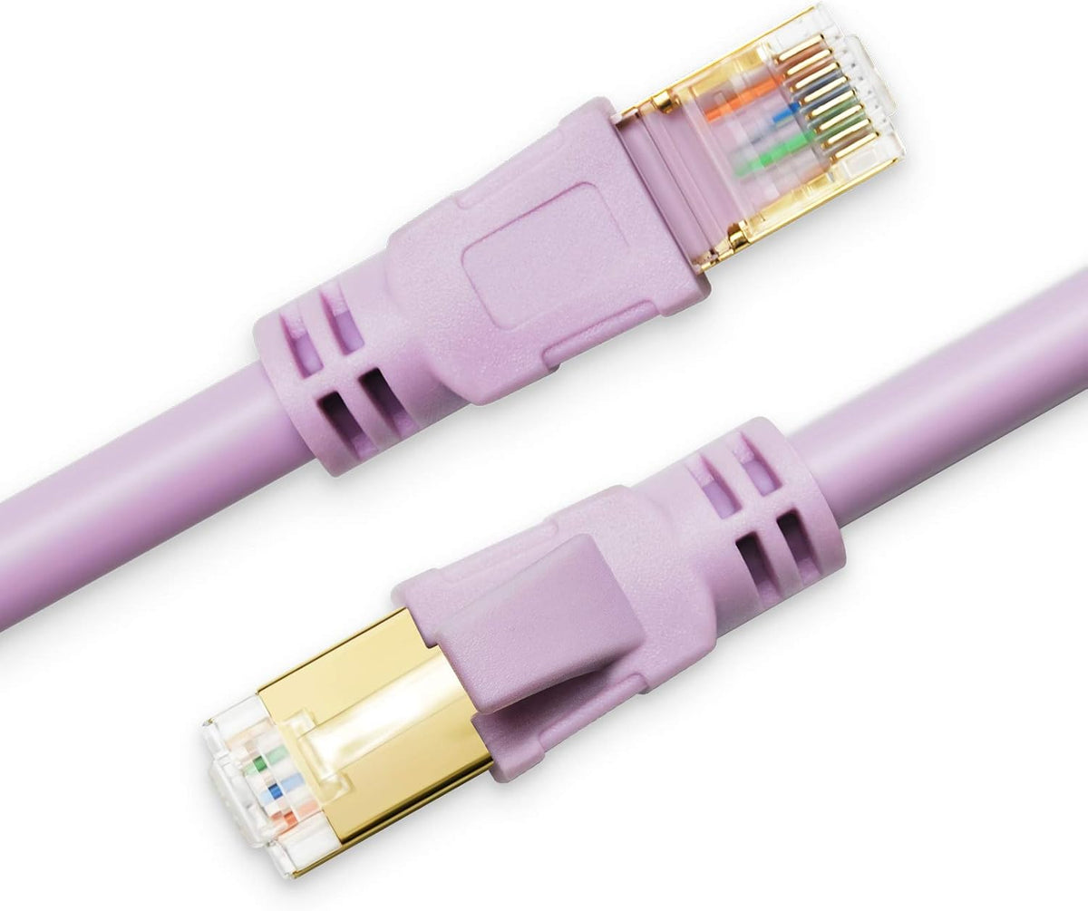 CAT8 SFTP Patch Cord, 100ft, Morandi Purple, Pack of 2 R53541
