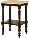 Round Stand with Genuine Marble Top, Dark Cherry Finish X56006