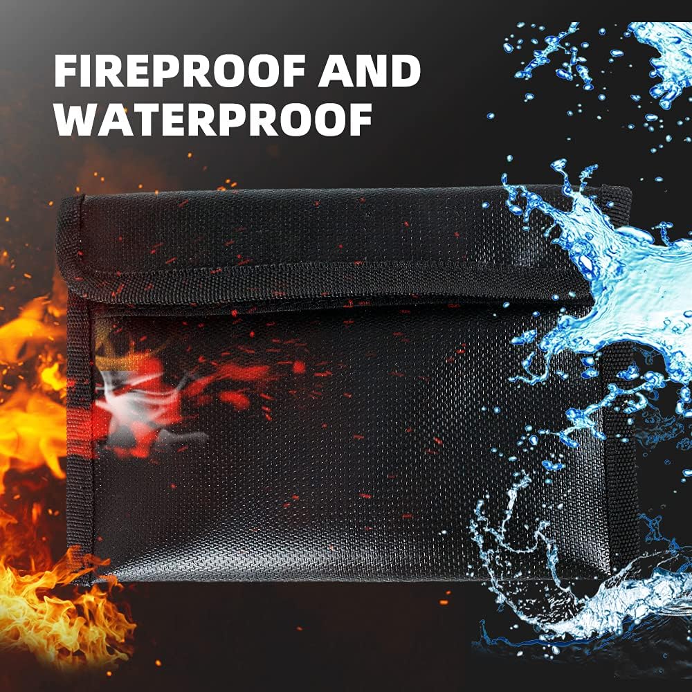 Fireproof Document Organizer Bag with Lock, 3-Layer File Storage Box, Waterproof File Holder, 17.5 x 13 x 5” Y7734