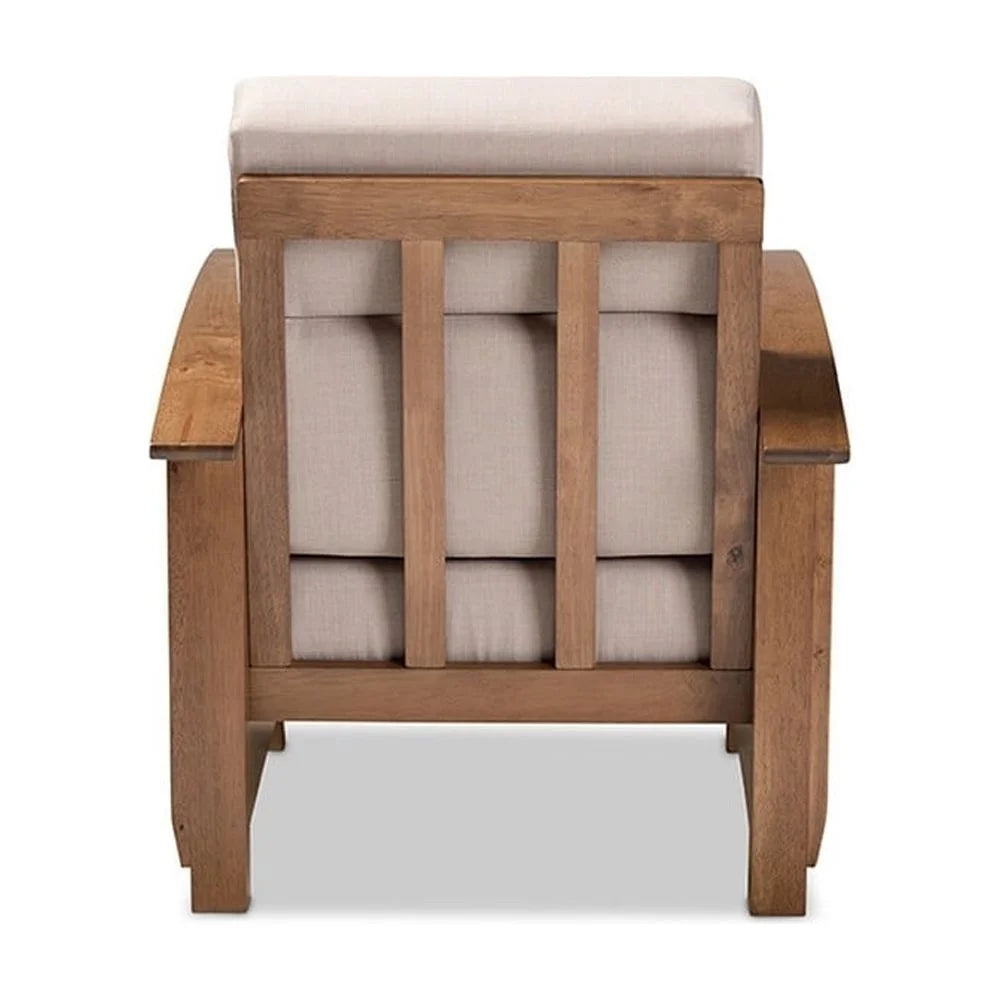 Taupe Fabric Upholstered Wood 1-Seater Lounge Chair O28313