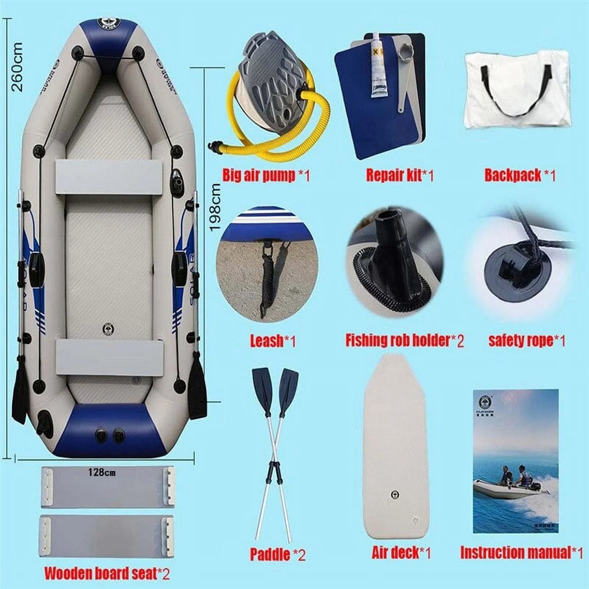 3 Person PVC Inflatable Boat Set A562524