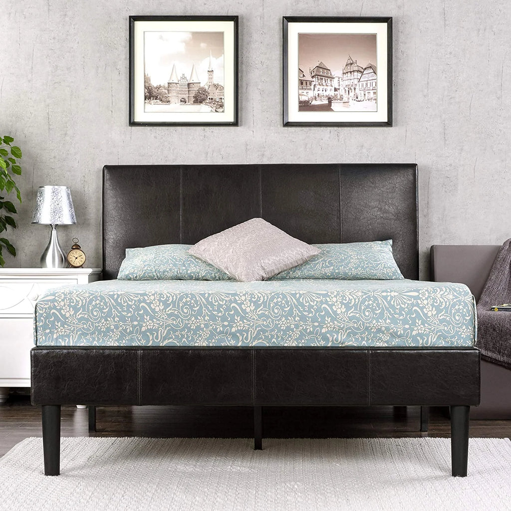 Faux Leather Upholstered Platform Bed Frame California King T159