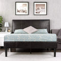 Faux Leather Upholstered Platform Bed Frame California King T159