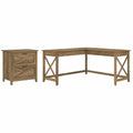 L Desk with Lateral File Cabinet in Reclaimed Pine Engineered Wood S2696
