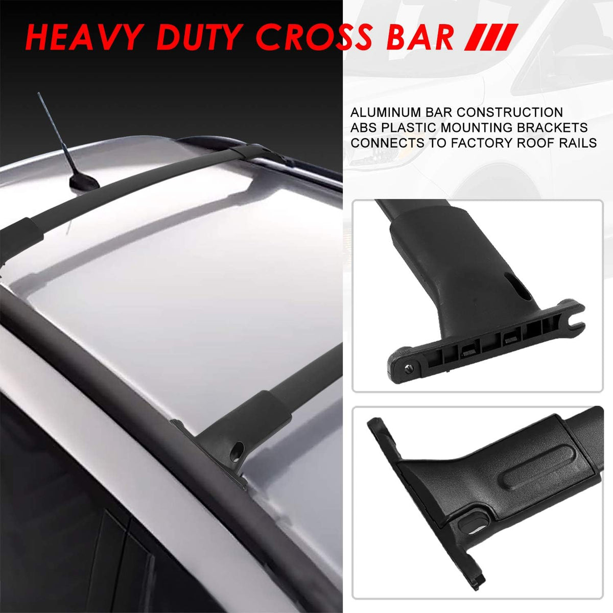 Matte Black Aluminum Roof Rack Cross Bars Pack of 2 A66945