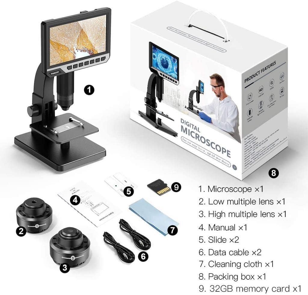 LCD Digital Microscope with 2000X Dual Lens, 7'' IPS Display, 12MP U553820