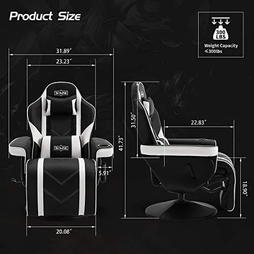 Black White X Large PU Leather Gaming Recliner Chair H911