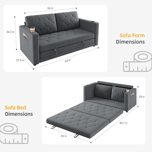 Beige 3-in-1 Full Size Pull Out Sleeper Sofa M4930