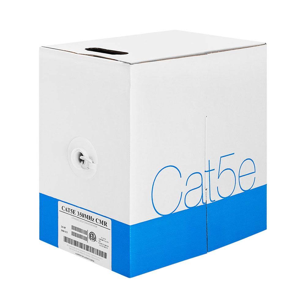Cat-5e Bulk Cable 350MHz UTP 24AWG Bare Copper 1000ft Blue W1923