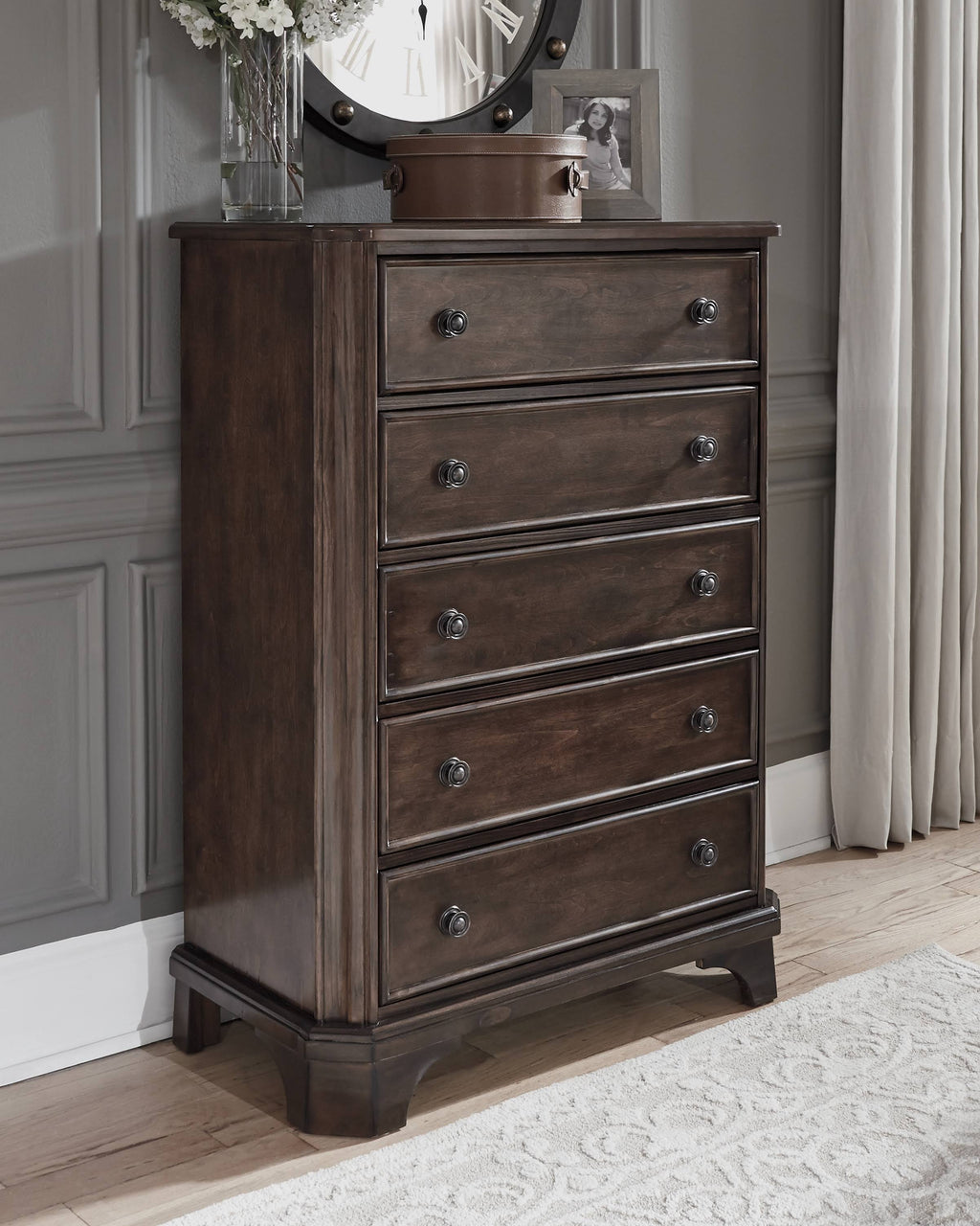 Brown Five Drawer Chest Z891799