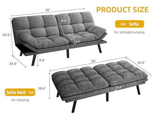 Grey Convertible Futon Sofa Bed A934709