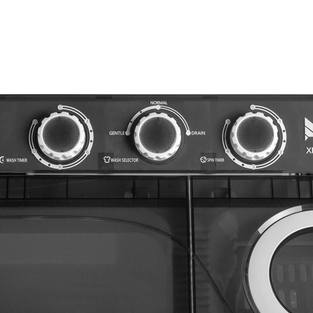 Semi-automatic Twin Tub Washing Machine with Built-in Drain Pump, 26Lbs, White&Black R77438