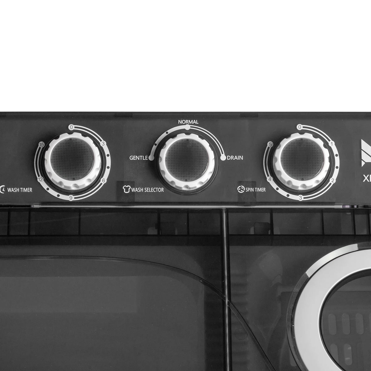 Semi-automatic Twin Tub Washing Machine with Built-in Drain Pump, 26Lbs, White&Black R77438