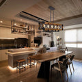 5-Lights Wooden Rectangle Pendant Light Fixture M1595