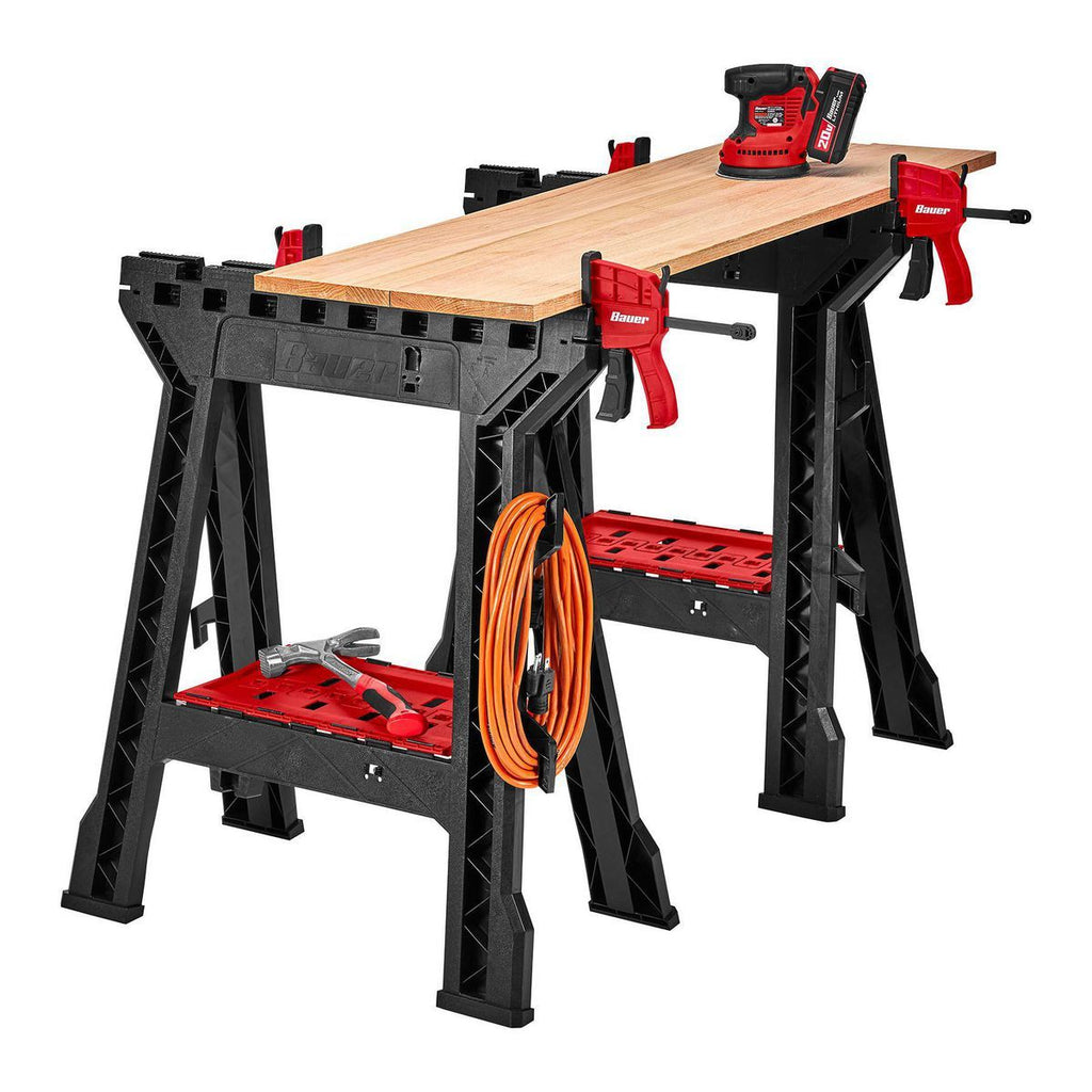 Polypropylene Folding Sawhorse with Bar Clamp D380