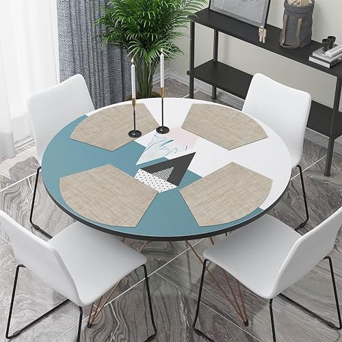 Round Table Placemats Set of 4 Non Slip Heat Resistant Woven Vinyl Metallic Golden Table Mats O317093