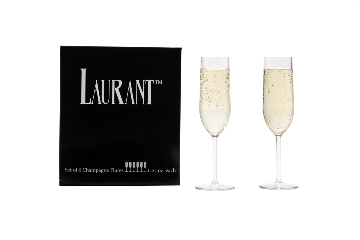 Set of 6 Crystal Clear Tritan Plastic Champagne Flutes Y414727