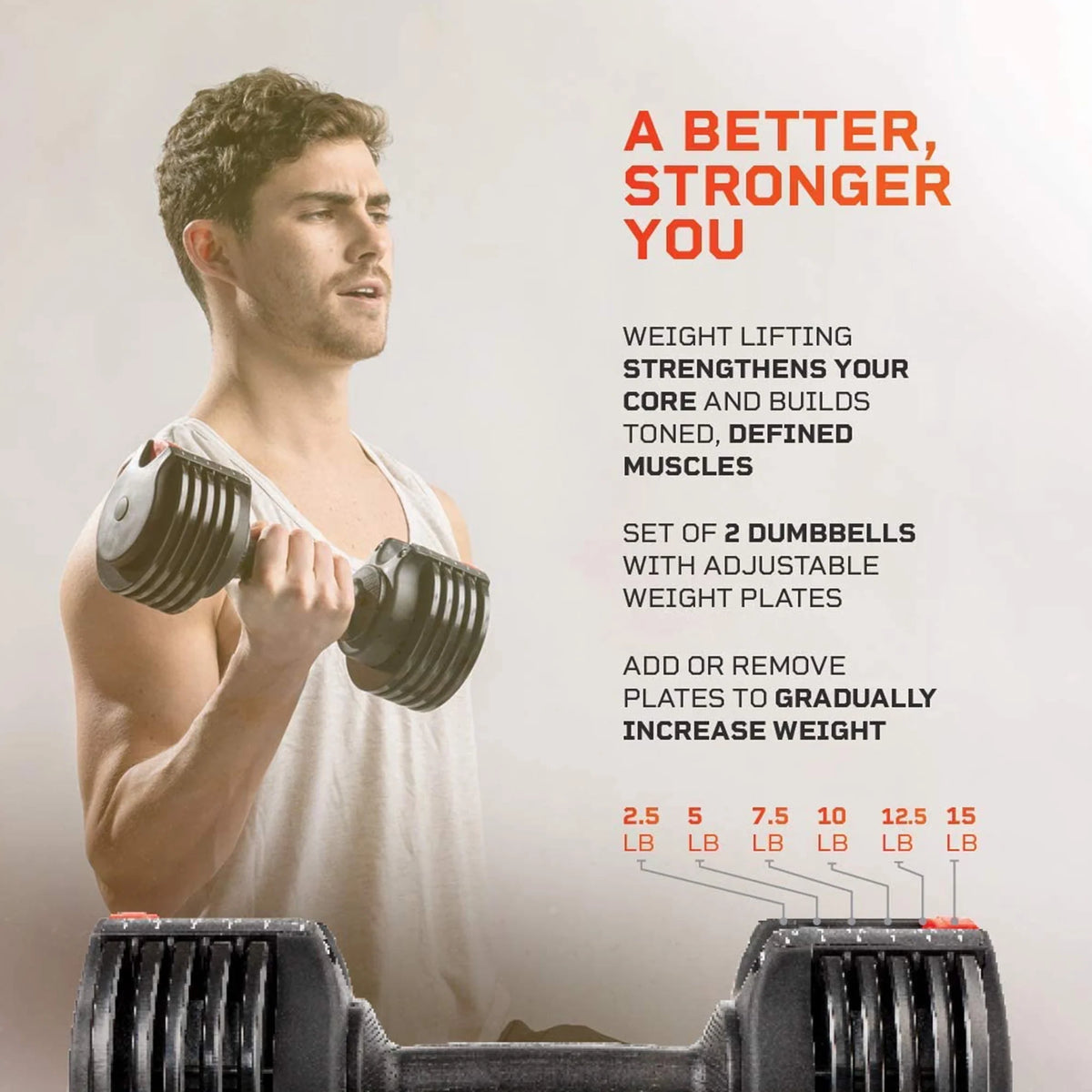 15 Pound Adjustable Dumbbells Set, 2 Pcs X7784