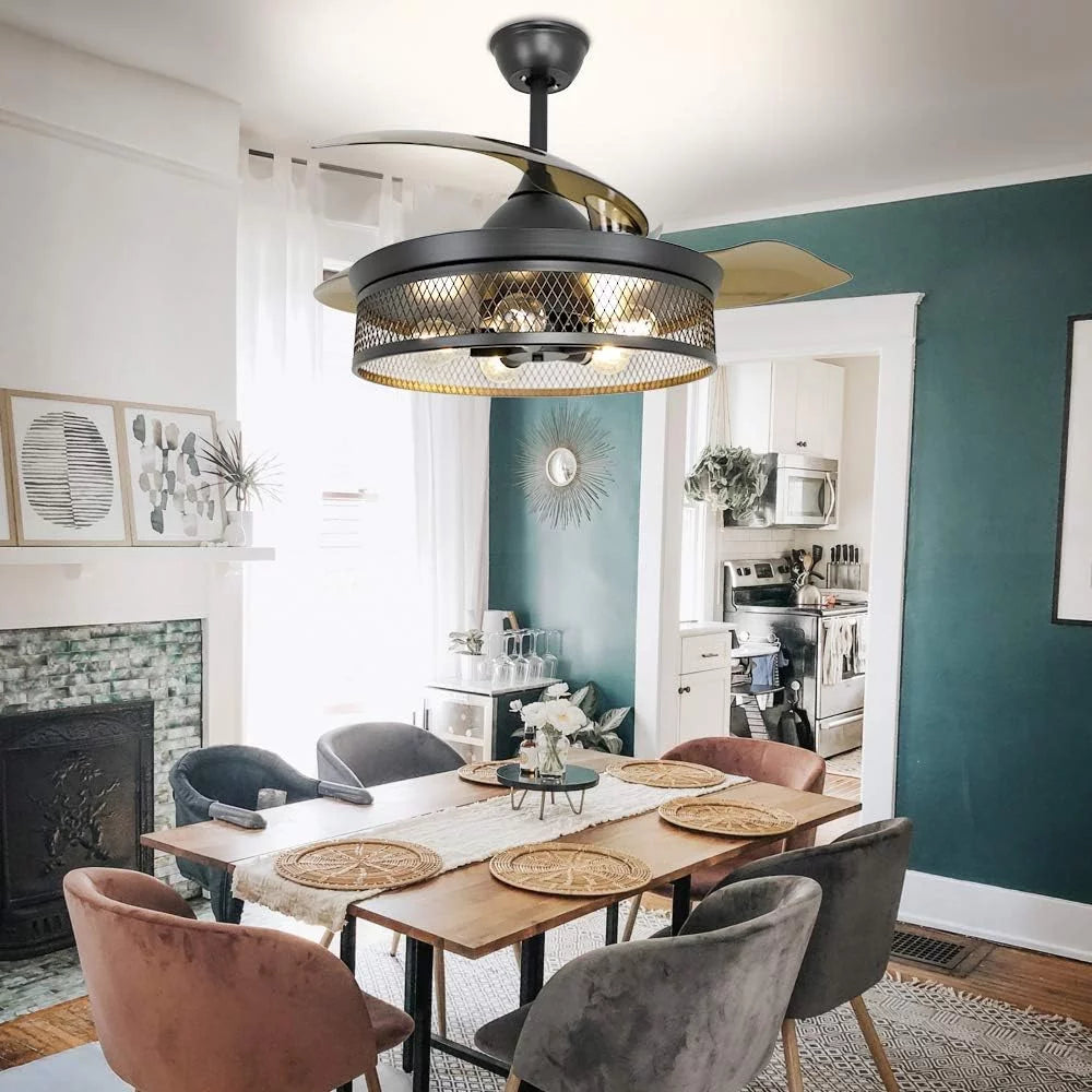 42" Invisible Ceiling Fan with Light and Remote M1964