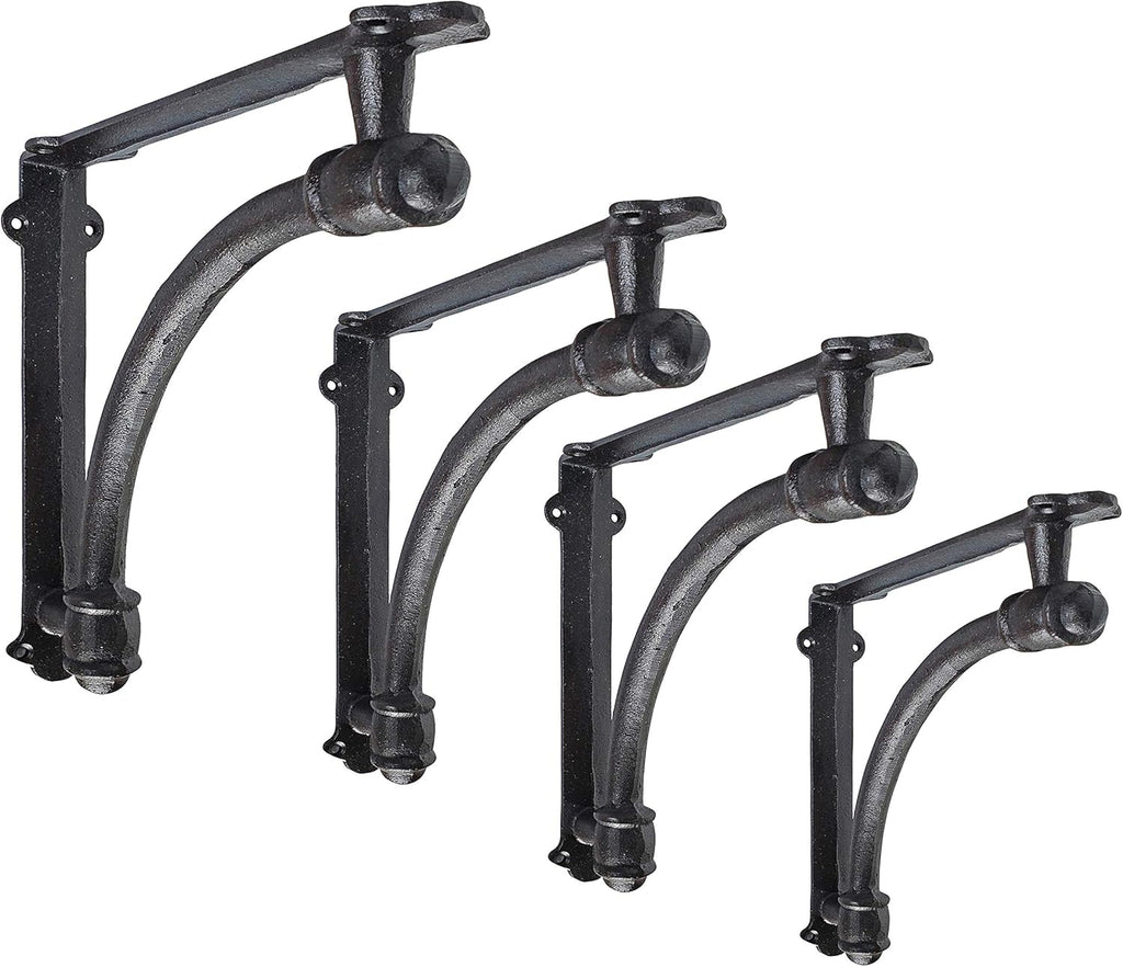 2 Pack Heavy Duty Rustic Black Iron Half Round Wall Shelf Bracket Q8338