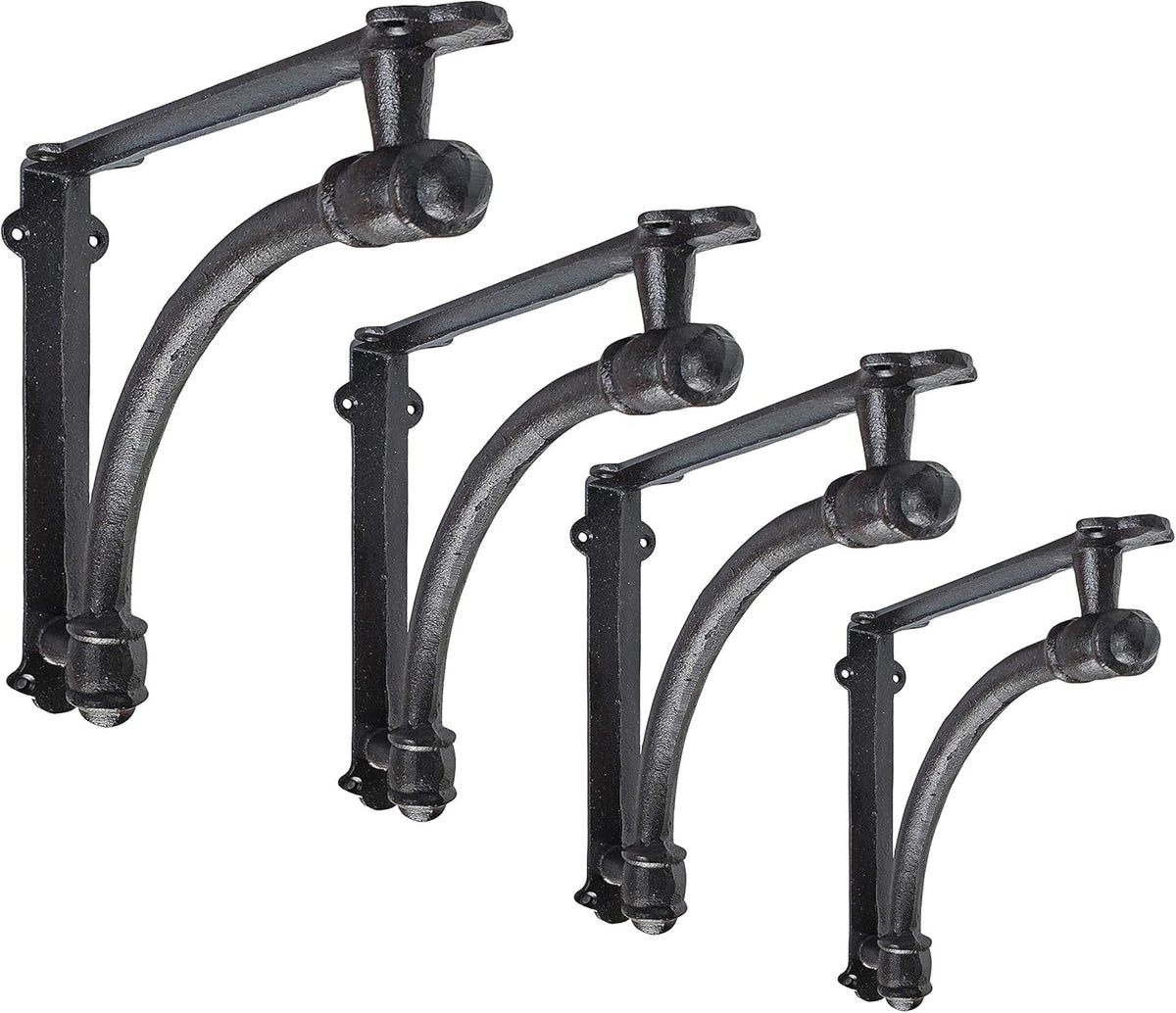 2 Pack Heavy Duty Rustic Black Iron Half Round Wall Shelf Bracket Q8338