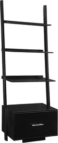 Dark Walnut Ladder Bookcase with File Drawer B834875