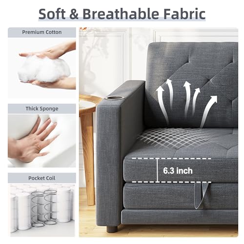 Beige 3-in-1 Full Size Pull Out Sleeper Sofa M4930