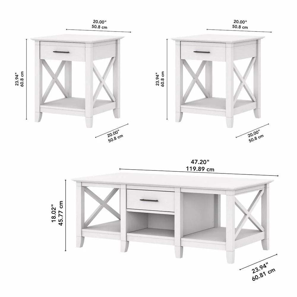 Pure White Oak Coffee Table with End Tables F46148
