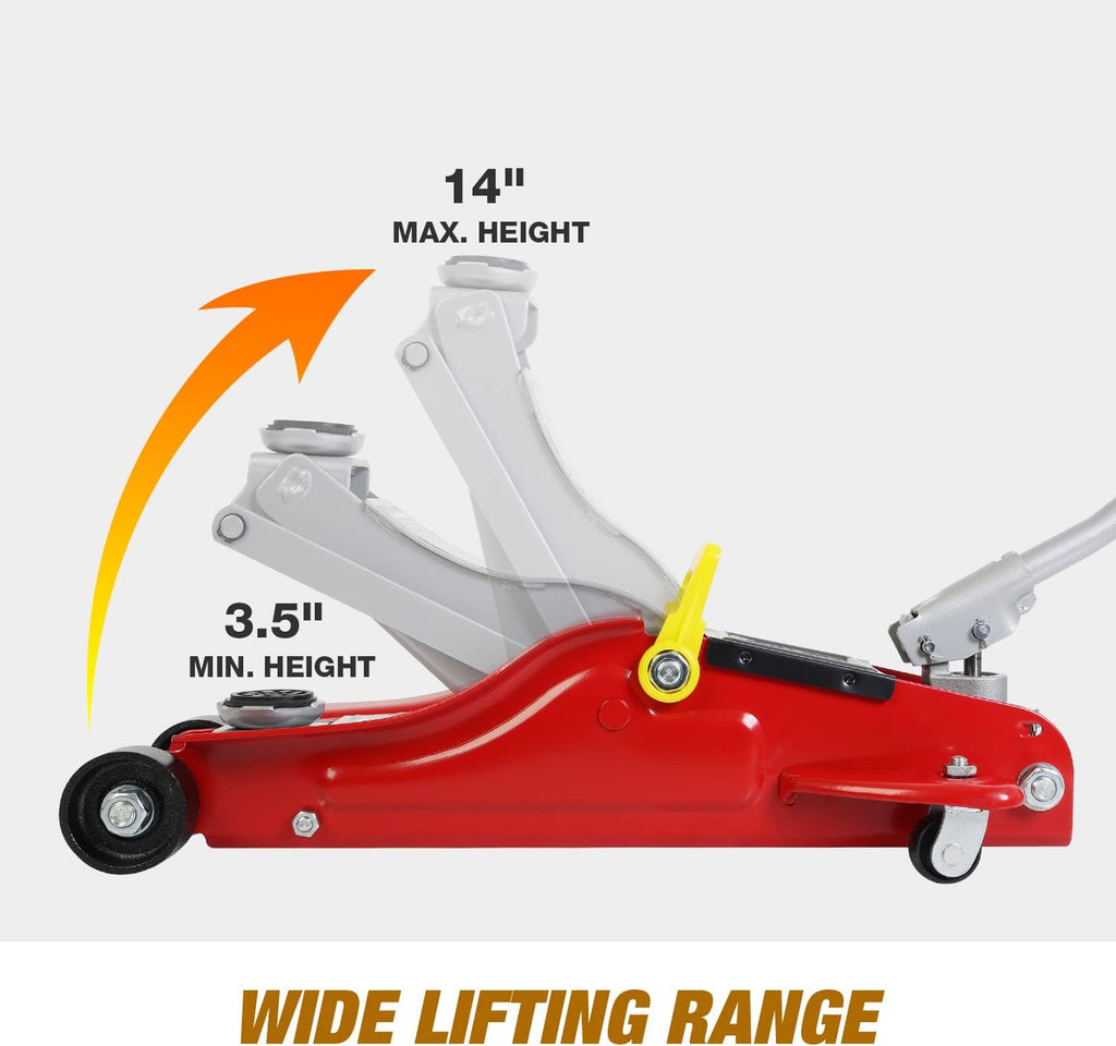 Red 2.5 Ton Hydraulic Floor Jack with Storage Case D643