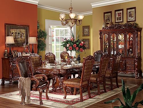 9pc Formal Dining Table Set with 6 Side Chairs and 2 Arm Chairs K970