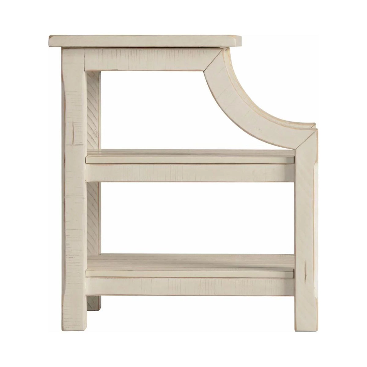 Antique White Solid Wood Chairside Table with Power A374835